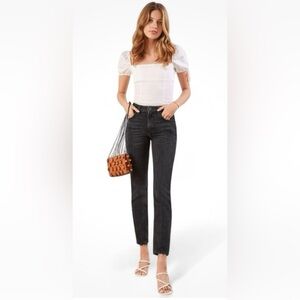 Reformation Julia High Cigarette Black Denim Jean Monterey Wash Women Sz 24 NWT